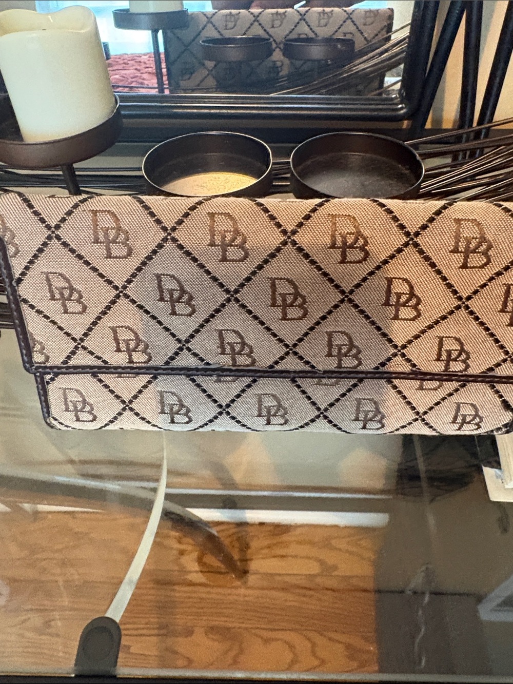 Dooney & Bourke Beige Brown Logo Print Wallet